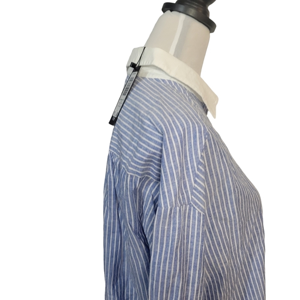 Vero Moda Lenora long sleeved shirt blue and white striped size small - Picture 7 of 13